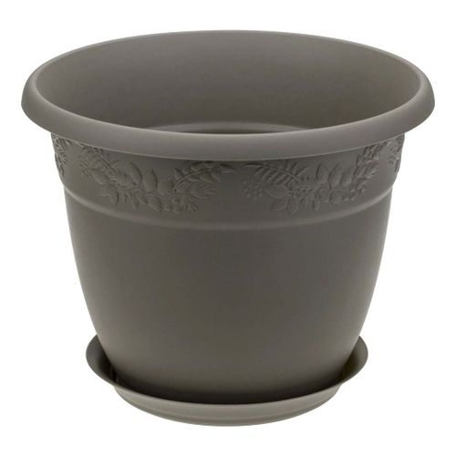 картинка Кашпо Рябина 22 с/п французский серый 3,6л (М пласт) магазин Одежда+ являющийся официальным дистрибьютором в России 