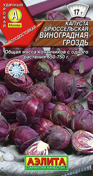 картинка Капуста брюссельская Виноградная гроздь 0,1г ц/п (Аэлита) поздняя магазин Одежда+ являющийся официальным дистрибьютором в России 