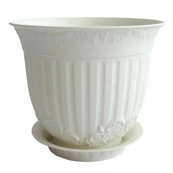 картинка Кашпо Европа 1,7л с/п белый (М пласт) магазин Одежда+ являющийся официальным дистрибьютором в России 
