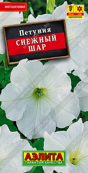 картинка Петуния Снежный шар 0,1г ц/п *(Аэлита) мнгцв. магазин Одежда+ являющийся официальным дистрибьютором в России 