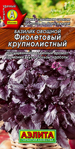 картинка Базилик Фиолетовый крупнолистный ц/п (Аэлита) магазин Одежда+ являющийся официальным дистрибьютором в России 