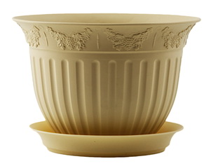 картинка Кашпо Виноград 22 с/п 2,25л кремовый (Техпласт) магазин Одежда+ являющийся официальным дистрибьютором в России 