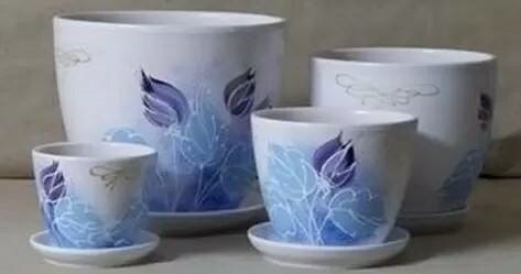 картинка Горшок керамич Пролеска синяя 0,35л (Беларусь) магазин Одежда+ являющийся официальным дистрибьютором в России 