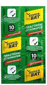 картинка Пластины от комаров 10шт ЗЕЛЕНЫЕ (SuperBAT) 5/240 магазин Одежда+ являющийся официальным дистрибьютором в России 