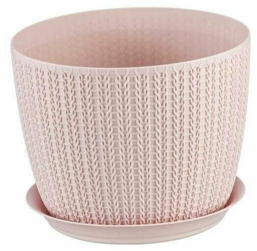 картинка Кашпо Вязание 21 с/п 4,5л чайная роза (М Пласт) магазин Одежда+ являющийся официальным дистрибьютором в России 
