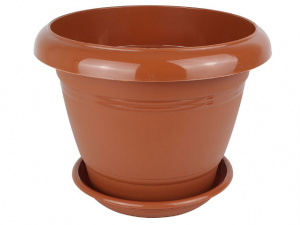 картинка Кашпо Фестона 22 3,3л с/п терракот (Техпласт) магазин Одежда+ являющийся официальным дистрибьютором в России 