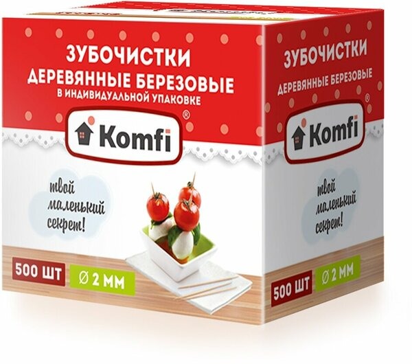 картинка Зубочистки березовые по 500шт мятные (Komfi) 5/120 магазин Одежда+ являющийся официальным дистрибьютором в России 
