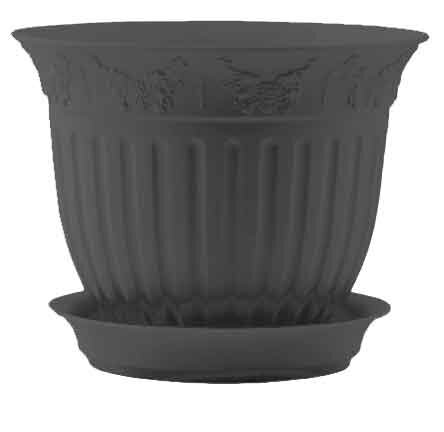 картинка Кашпо Виноград 22 с/п 2,25л антрацит (Техпласт) магазин Одежда+ являющийся официальным дистрибьютором в России 