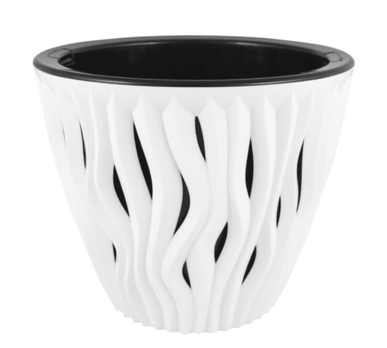 картинка Кашпо Вдохновение 1,6л белый-черный КШ-5400 (ВМС) магазин Одежда+ являющийся официальным дистрибьютором в России 