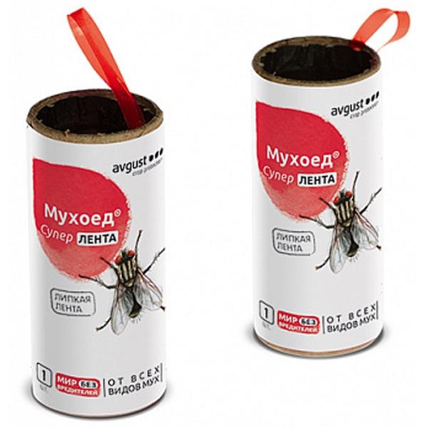 картинка Лента липкая от мух Мухоед Супер (Август) 10/1000 магазин Одежда+ являющийся официальным дистрибьютором в России 