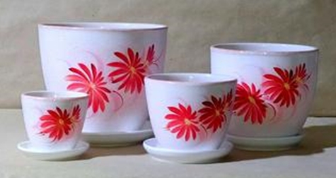 картинка Горшок керамич Гербера красная 0,4л (Беларусь) магазин Одежда+ являющийся официальным дистрибьютором в России 