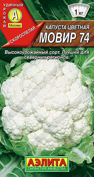 картинка Капуста цветная Мовир-74 0,3г ц/п (Аэлита) ранняя магазин Одежда+ являющийся официальным дистрибьютором в России 
