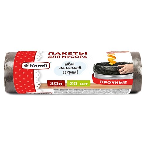 картинка Мешки п/э для мусора ПНД 30л 20шт (Komfi) 5/50 магазин Одежда+ являющийся официальным дистрибьютором в России 