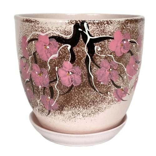 картинка Горшок керамич Сакура 0,4л (Беларусь) магазин Одежда+ являющийся официальным дистрибьютором в России 