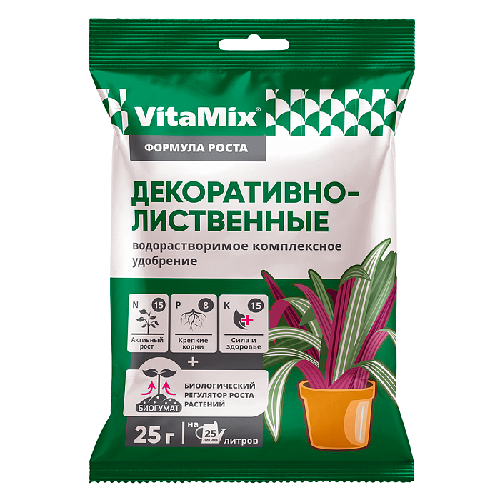 картинка Удобрение VitaMix для декоративно-лиственных 25г (БиоМастер) 10/100  магазин Одежда+ являющийся официальным дистрибьютором в России 