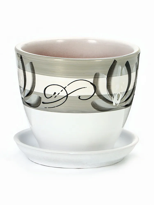 картинка Горшок керамич Лотос белый 1,0л Белорусия магазин Одежда+ являющийся официальным дистрибьютором в России 