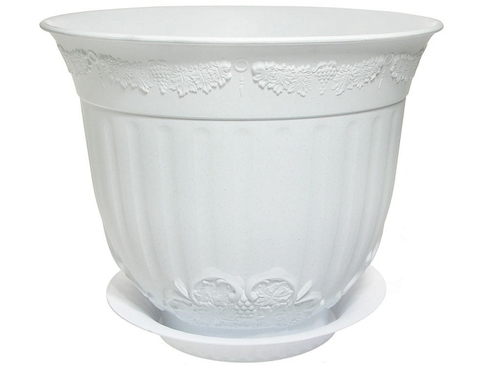 картинка Кашпо Европа 31л с/п белый (М пласт) магазин Одежда+ являющийся официальным дистрибьютором в России 