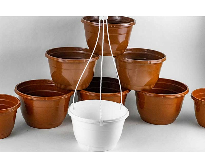 картинка Кашпо подвесное твердое 3,7л коричневый без подвеса (Амина) 2/100 магазин Одежда+ являющийся официальным дистрибьютором в России 