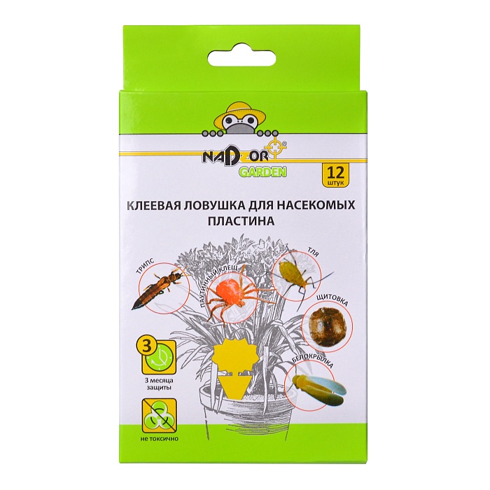 картинка Ловушка клеевая для насекомых в горшки комнатных цветов 12шт NADZOR 5/30 магазин Одежда+ являющийся официальным дистрибьютором в России 