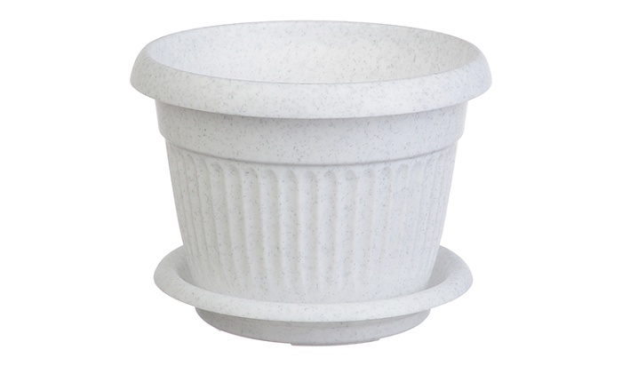 картинка Кашпо Ливия 42 мрамор 26л с/п М3028 (М пласт)  магазин Одежда+ являющийся официальным дистрибьютором в России 