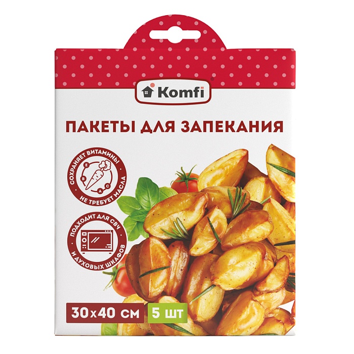 картинка Пакеты для запекания 30х40см 5шт в картон.конверте (Komfi) 5/30 магазин Одежда+ являющийся официальным дистрибьютором в России 