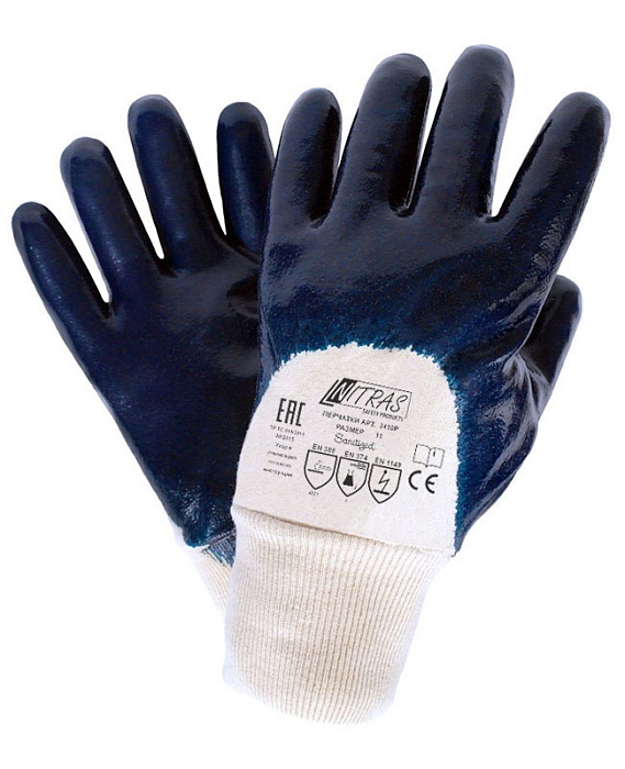 картинка Перчатки Nitras 3410Р с нитрил покрытием Ц14028 магазин Одежда+ являющийся официальным дистрибьютором в России 