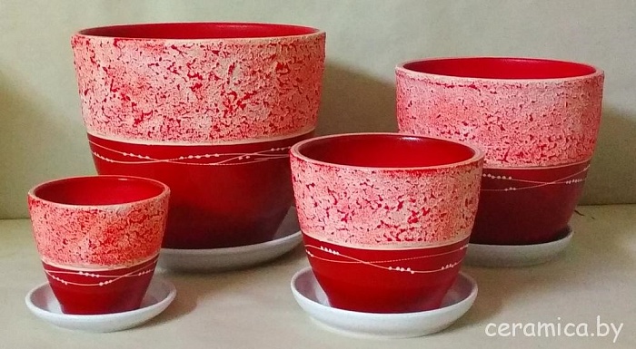картинка Горшок керамич Фактура красная 5,0л (Беларусь) магазин Одежда+ являющийся официальным дистрибьютором в России 