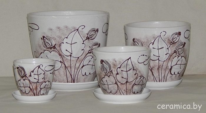 картинка Горшок керамич Пролеска коричневая 0,4л (Беларусь) магазин Одежда+ являющийся официальным дистрибьютором в России 