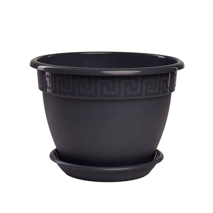 картинка Кашпо Антик 19 антрацит 2,6л (Техпласт) магазин Одежда+ являющийся официальным дистрибьютором в России 