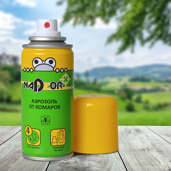 картинка Аэрозоль от комаров 100мл (NADZOR) 5/15 магазин Одежда+ являющийся официальным дистрибьютором в России 
