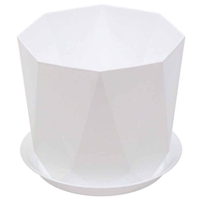 картинка Кашпо Призма 22 с/п 4,7л белый М3139 (М пласт) магазин Одежда+ являющийся официальным дистрибьютором в России 