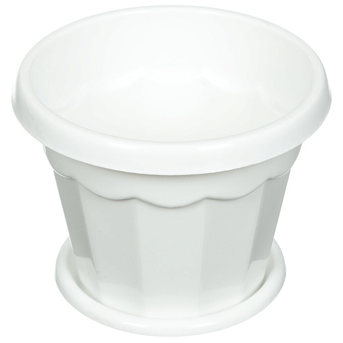 картинка Кашпо Гармония 0,7л с/п белый БШ1408 (Альтернатива) магазин Одежда+ являющийся официальным дистрибьютором в России 