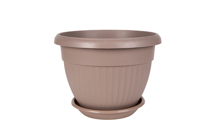 картинка Кашпо Флора 20 с/п 2,6л фраппе (Техпласт) магазин Одежда+ являющийся официальным дистрибьютором в России 