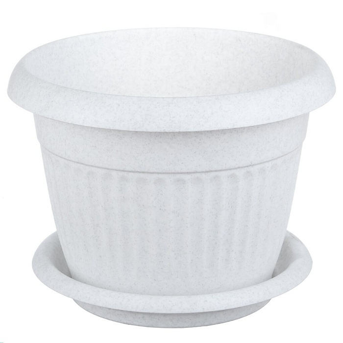 картинка Кашпо Ливия 20 мрамор 2,8л с/п М3019 (М пласт) магазин Одежда+ являющийся официальным дистрибьютором в России 
