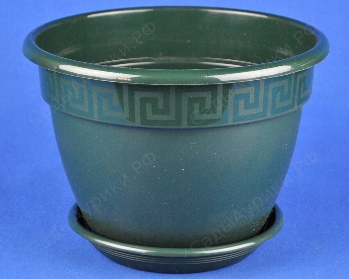 картинка Кашпо Антик 25 малахит 4,9л (Техпласт) магазин Одежда+ являющийся официальным дистрибьютором в России 