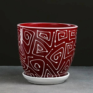 Горшок керамич Абстракция красная 0,4л (Беларусь)
