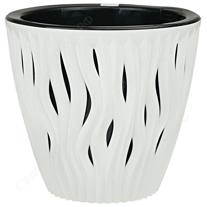 картинка Кашпо Вдохновение 3л белый-черный КШ-5418 (ВМС) магазин Одежда+ являющийся официальным дистрибьютором в России 