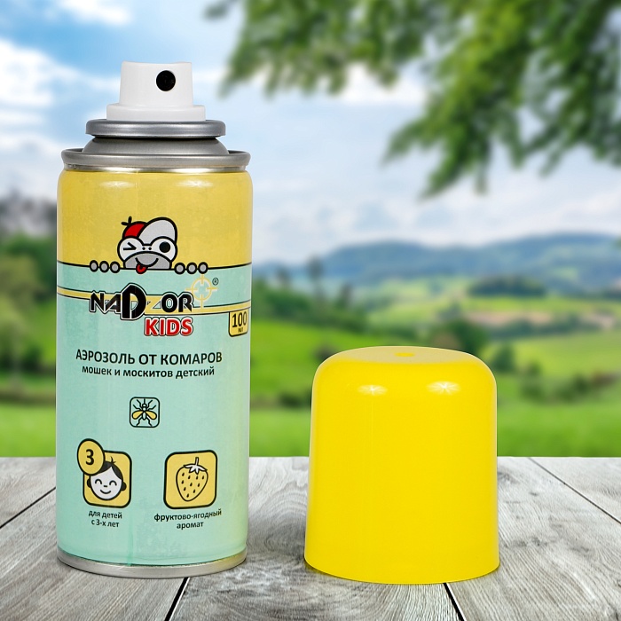 картинка Аэрозоль от комаров ДЕТСКИЙ 100мл (NADZOR) 6/24 магазин Одежда+ являющийся официальным дистрибьютором в России 