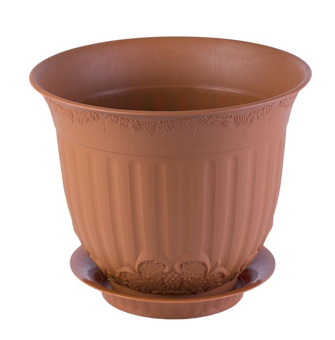 картинка Кашпо Европа 0,3л с/п терракот (М пласт) магазин Одежда+ являющийся официальным дистрибьютором в России 