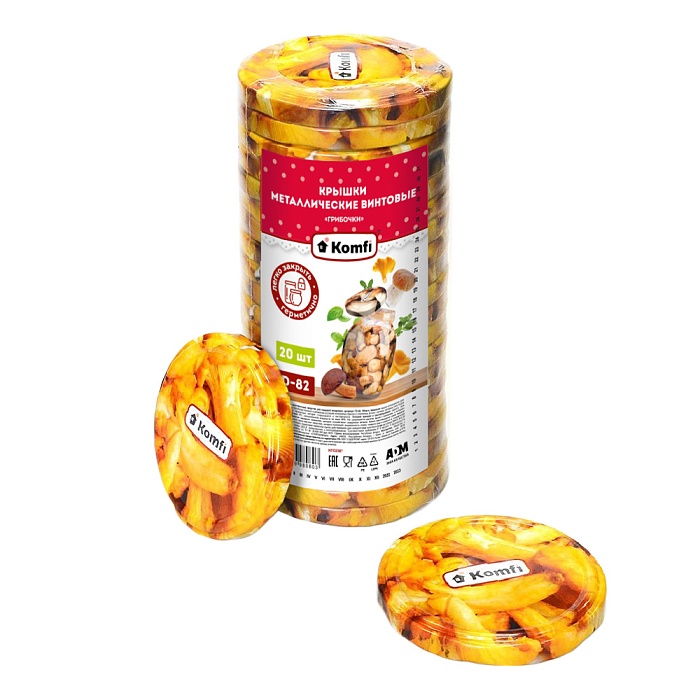 картинка Крышка Твист 82 лит Грибы (Komfi) 20/720 магазин Одежда+ являющийся официальным дистрибьютором в России 