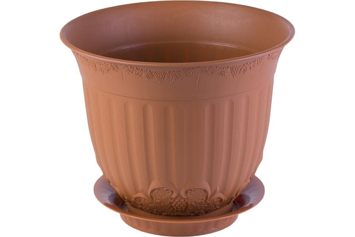 картинка Кашпо Европа 1л с/п терракот (М пласт) магазин Одежда+ являющийся официальным дистрибьютором в России 