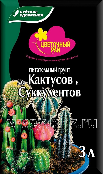 картинка Грунт Цветочный рай для Кактусов и суккулентов 3л (БХЗ) 6/540 магазин Одежда+ являющийся официальным дистрибьютором в России 