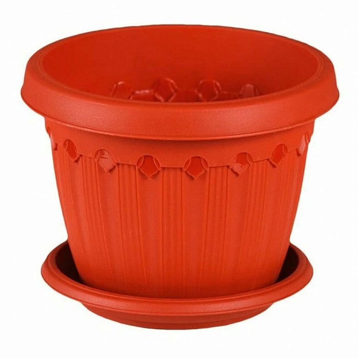 картинка Кашпо Флавия с/п 0,6л терракот (Эльфпласт) магазин Одежда+ являющийся официальным дистрибьютором в России 